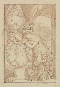 無題（紙にペンと茶色のインク） 作： Thomas Stothard
